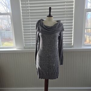 Gray Cowl Neck Sweater Dress